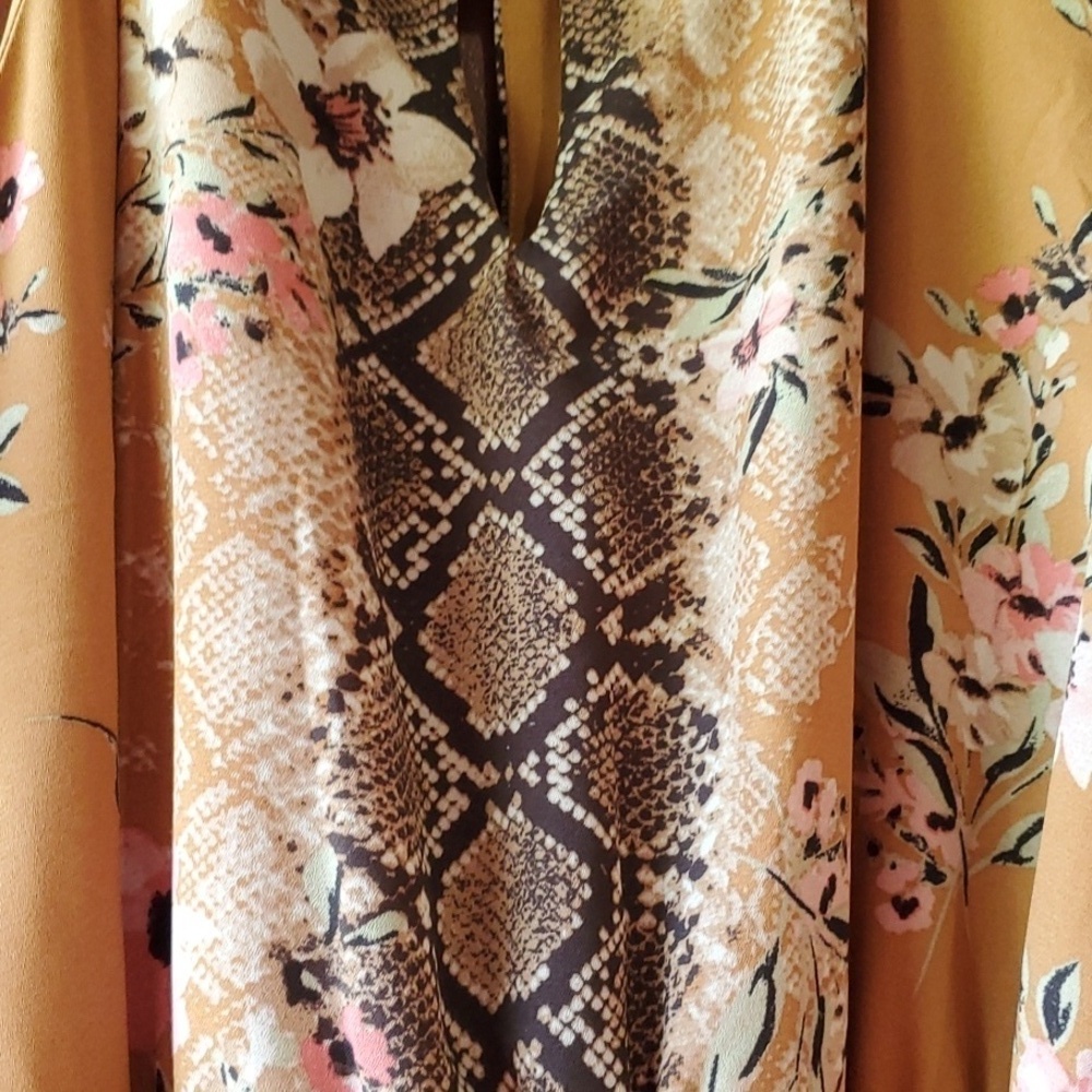 Luxology snakeskin & tan floral print dress tan Sleeveless SZ Med. NWT - Picture 7 of 13